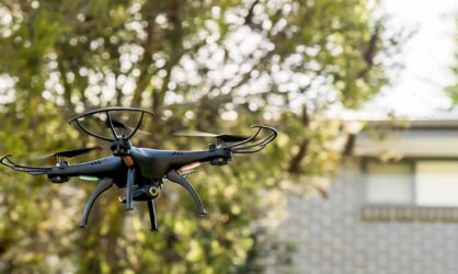 Drone technology used to fly near residential building